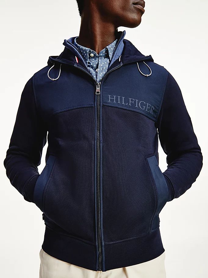 Tommy Hilfiger Logo Patch Zip-Thru Hettegensere Herre Blå | IOFRSU-147