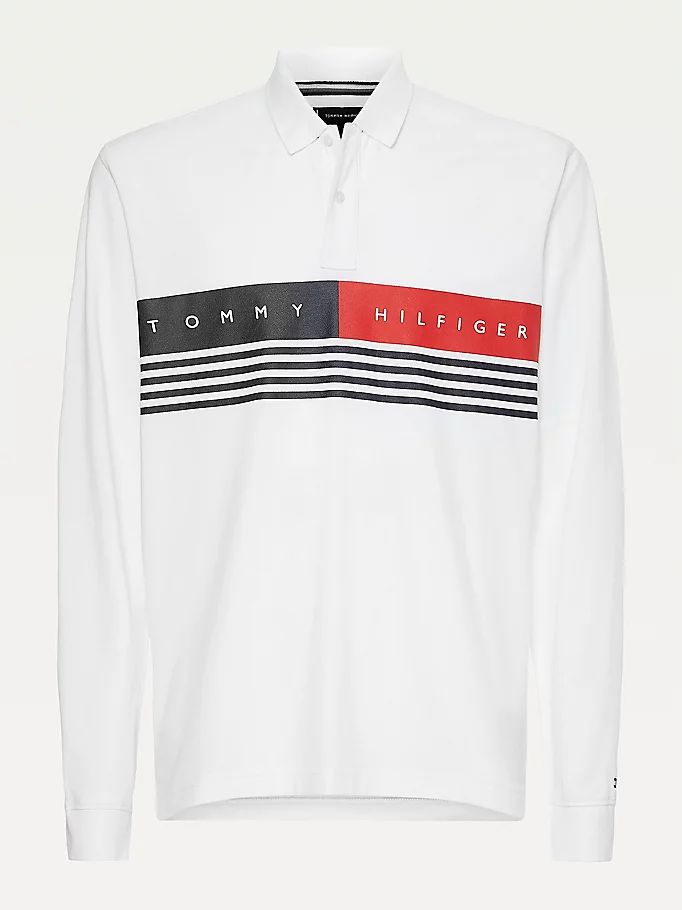 Tommy Hilfiger Logo Regular Fit Long Sleeve Polo T Skjorte Herre Hvite | ZTWIXV-123