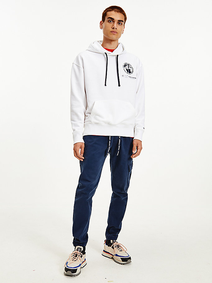 Tommy Hilfiger Logo Relaxed Fit Hettegensere Herre Hvite | QPCWLD-245