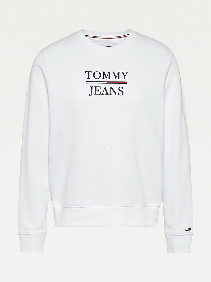 Tommy Hilfiger Logo Slim Fit Sweatshirt Dame Hvite | CXRATN-251