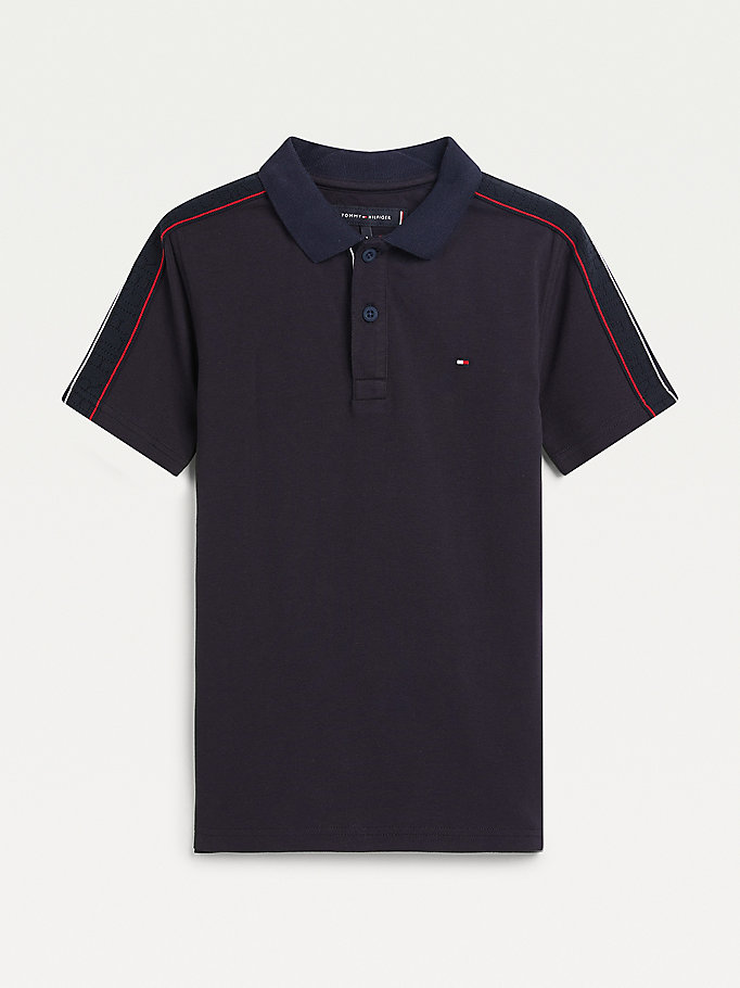 Tommy Hilfiger Logo Tape Polo T Skjorte Gutt Blå | SMJWUN-756