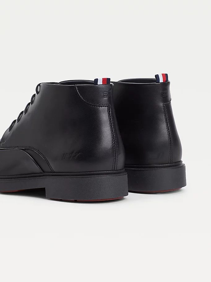 Tommy Hilfiger Low-Rise Lær Snørestøvletter Herre Svarte | OPBTGL-409