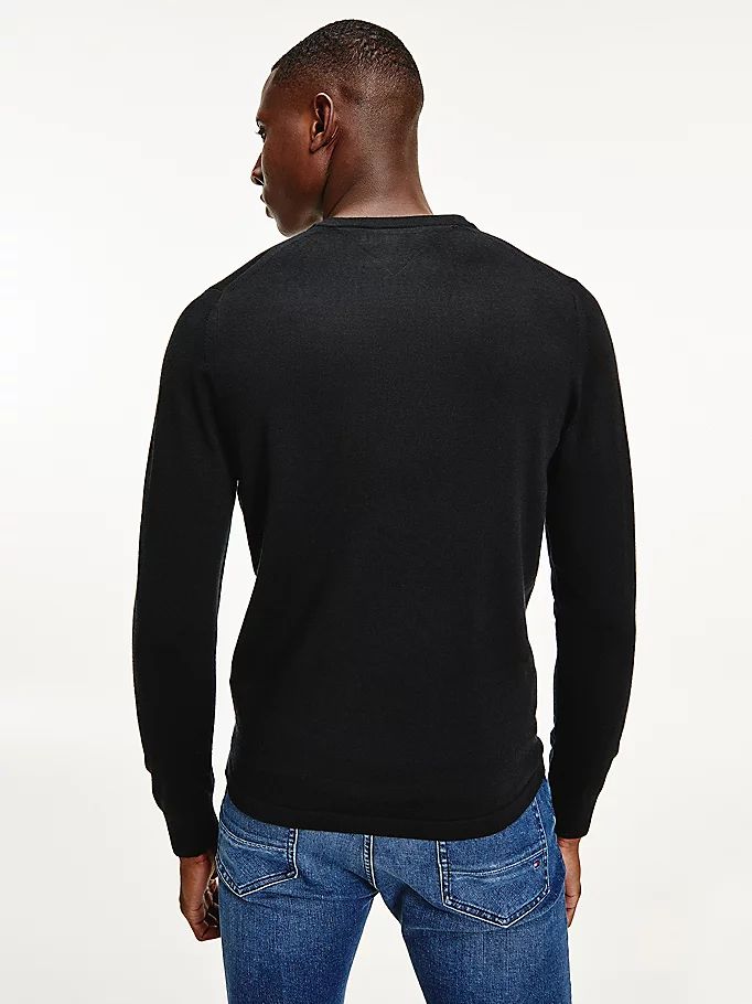 Tommy Hilfiger Luxury Wool Henley Neck Gensere Herre Svarte | ANGDKS-096