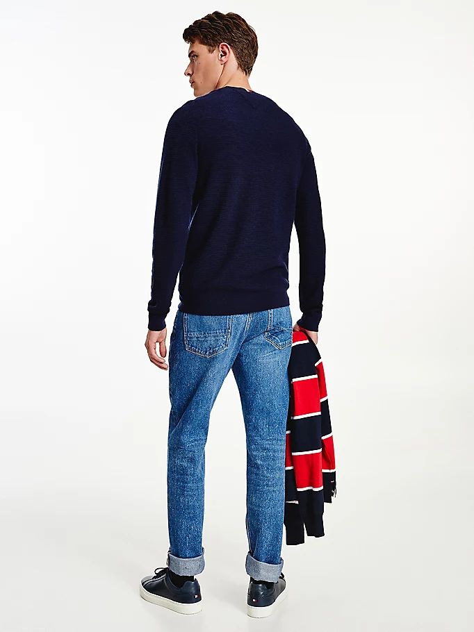 Tommy Hilfiger Luxury Wool Textured Gensere Herre Blå | ISANDK-476