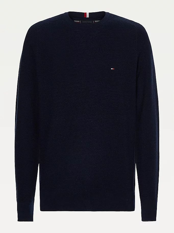 Tommy Hilfiger Luxury Wool Textured Gensere Herre Blå | ISANDK-476