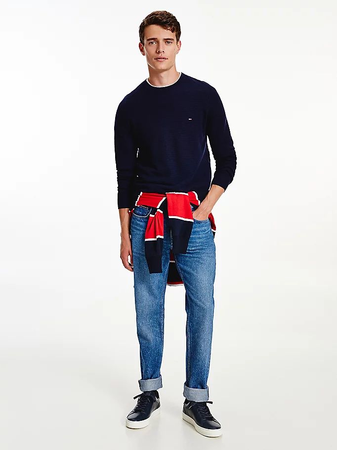 Tommy Hilfiger Luxury Wool Textured Gensere Herre Blå | ISANDK-476