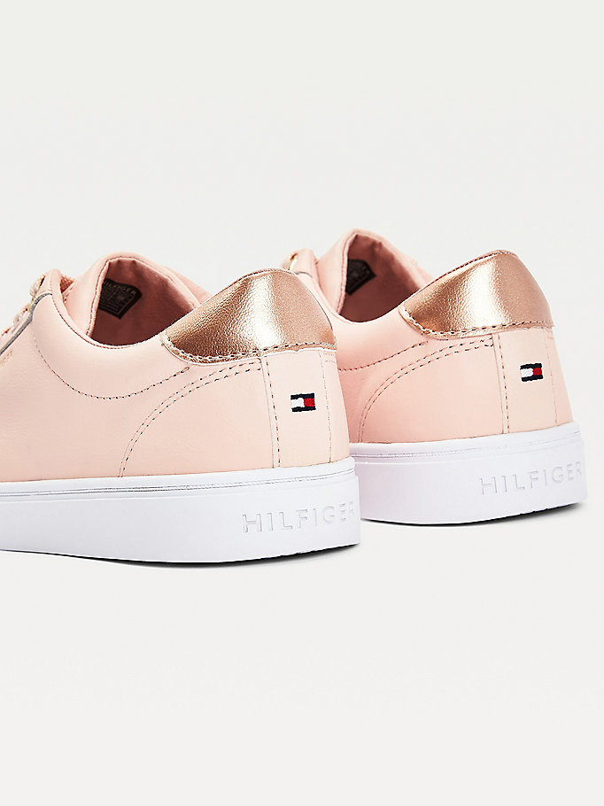 Tommy Hilfiger Lær Cupsole Joggesko Dame Rosa | DEQSBI-093