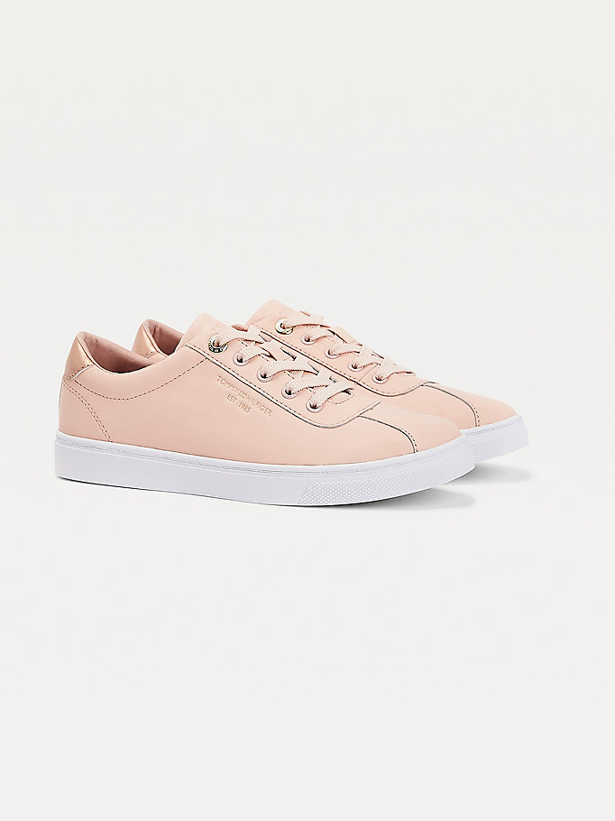 Tommy Hilfiger Lær Cupsole Joggesko Dame Rosa | DEQSBI-093