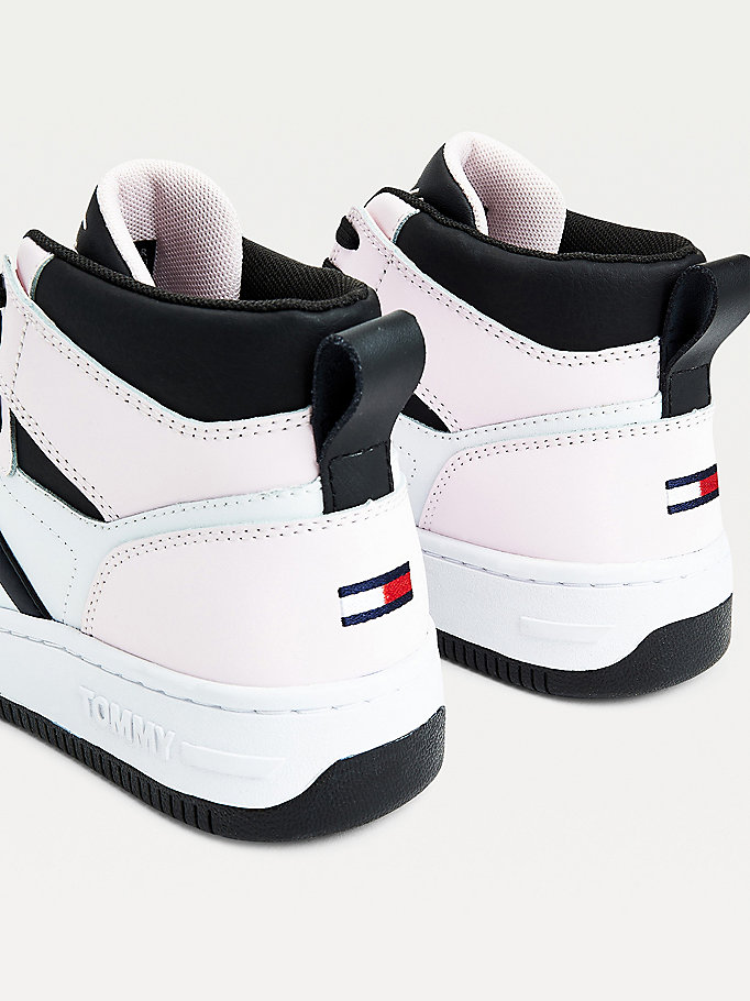 Tommy Hilfiger Lær High- Basketball Joggesko Dame Rosa | TONEBY-145