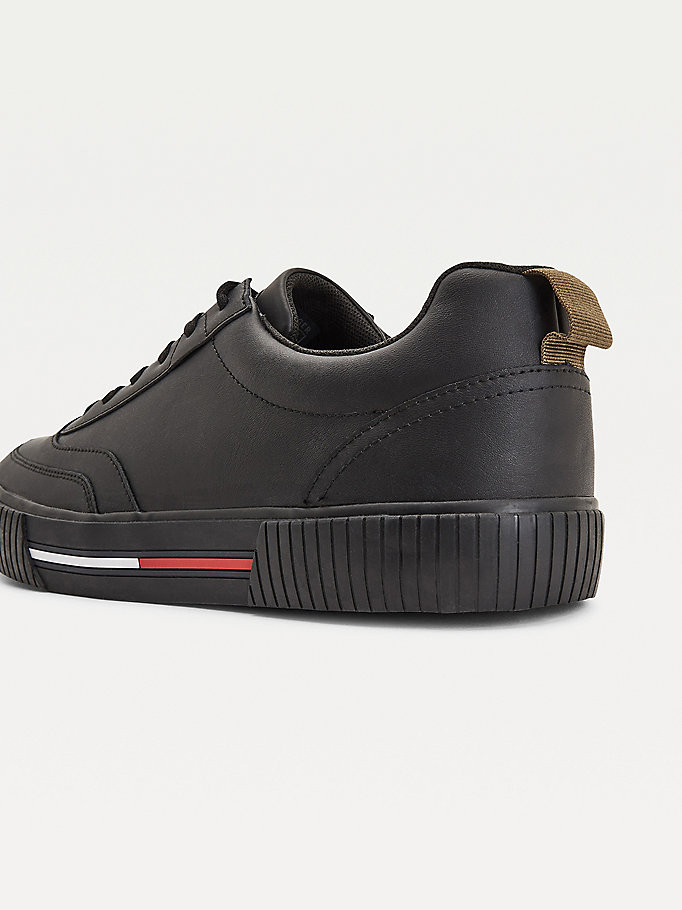 Tommy Hilfiger Lær Low- Logo Joggesko Herre Svarte | BNYSQR-146