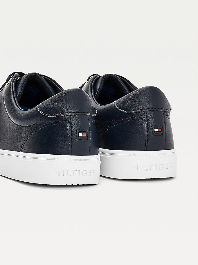 Tommy Hilfiger Lær Monogram Joggesko Dame Blå | KTAFOQ-273