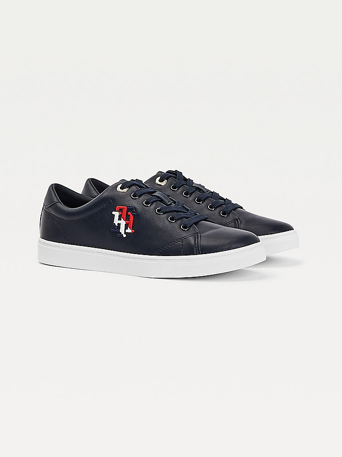 Tommy Hilfiger Lær Monogram Joggesko Dame Blå | KTAFOQ-273