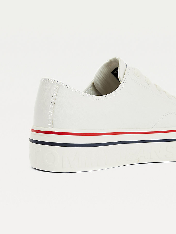 Tommy Hilfiger Lær Platform Joggesko Dame Hvite | YPBUNV-509