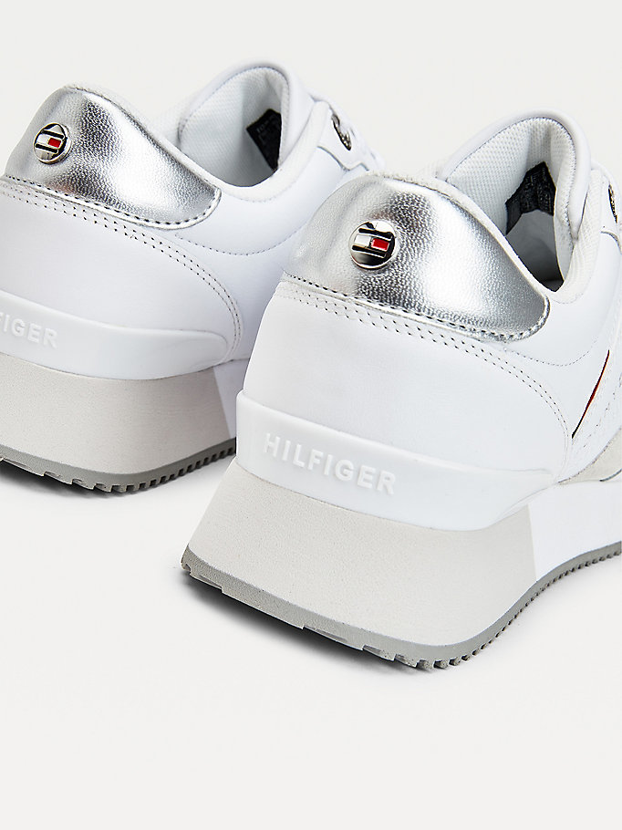 Tommy Hilfiger Lær Signature Joggesko Dame Hvite | DJFQLT-731