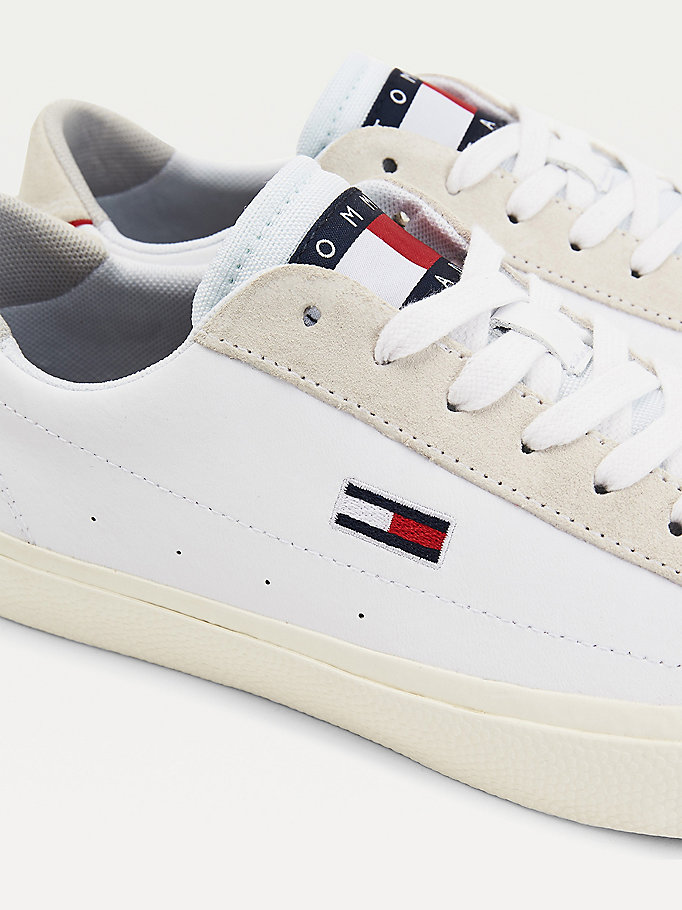 Tommy Hilfiger Lær Vulcanised Low- Joggesko Dame Hvite | KBZHNU-791