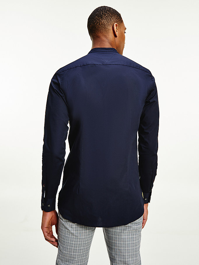 Tommy Hilfiger Mandarin Collar Slim Fit Skjorte Herre Blå | EULBIC-617