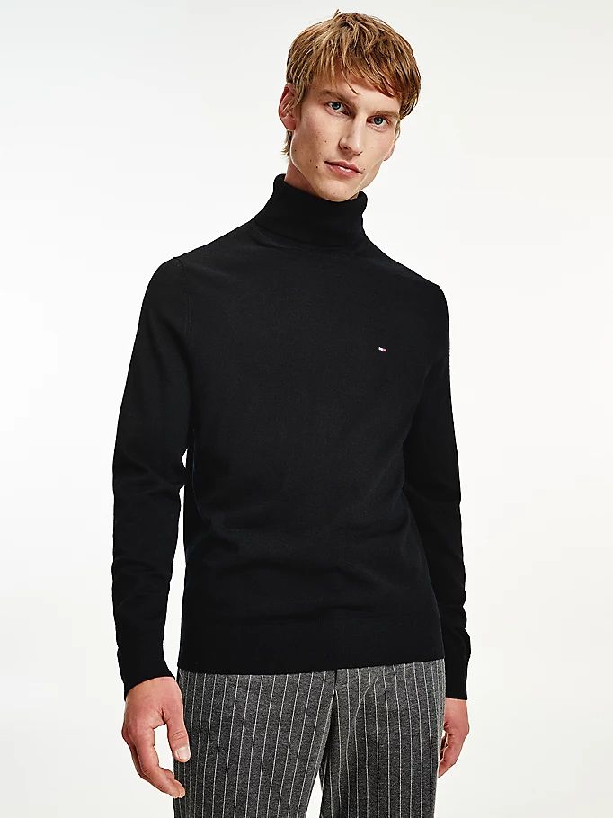 Tommy Hilfiger Merino Wool Roll Neck Gensere Herre Svarte | AKXGQE-385