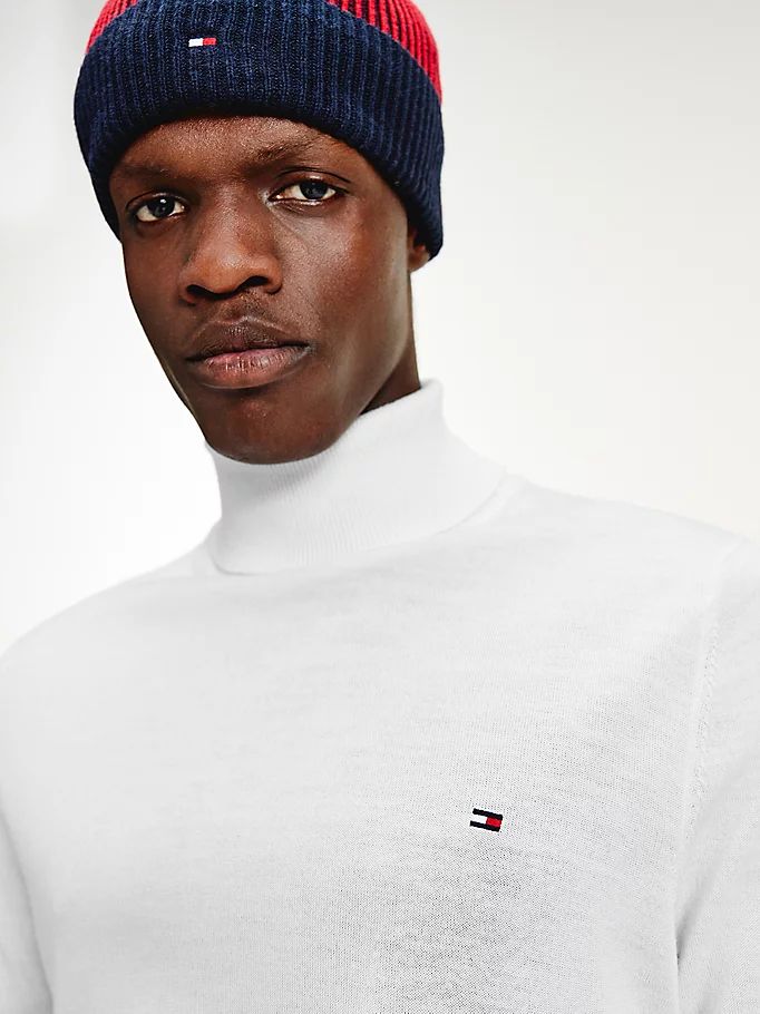 Tommy Hilfiger Merino Wool Roll Neck Gensere Herre Hvite | JMLODE-857