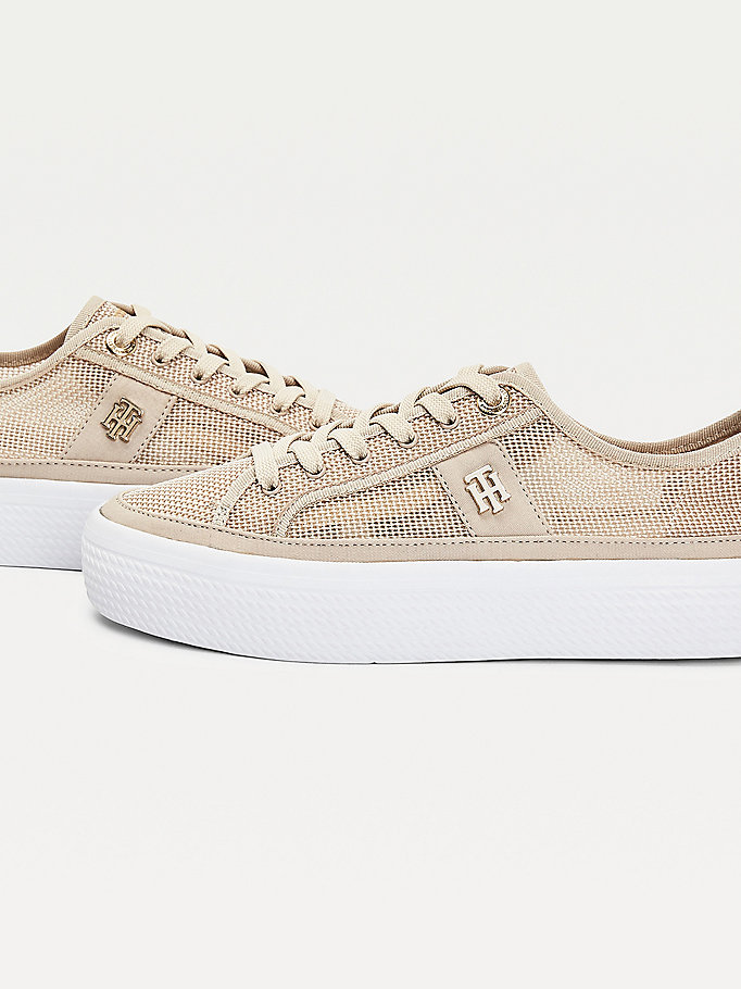 Tommy Hilfiger Mesh Low- Joggesko Dame Beige | ZHLPIJ-487