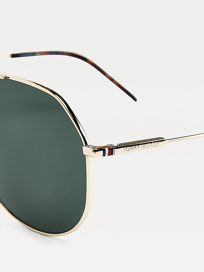 Tommy Hilfiger Metal Aviator Solbriller Herre Gull | VHUNZO-345