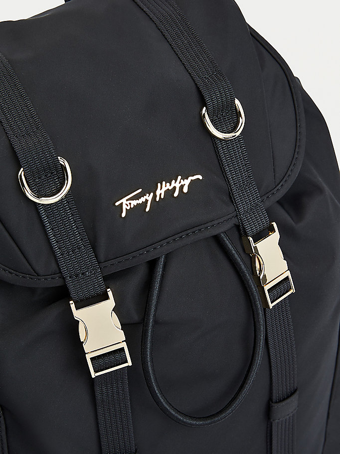 Tommy Hilfiger Metal Signature Logo Ryggsekk Dame Svarte | DAWTFG-916