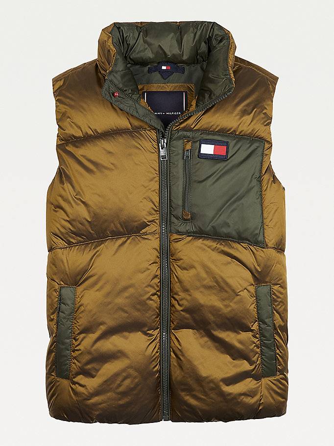 Tommy Hilfiger Metallic Colour-Blocked Gilet Jakke Gutt Brune | VFTWUO-047