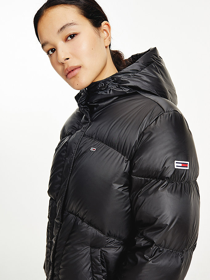 Tommy Hilfiger Metallic Down Puffer Frakker Dame Svarte | FNZAXK-840