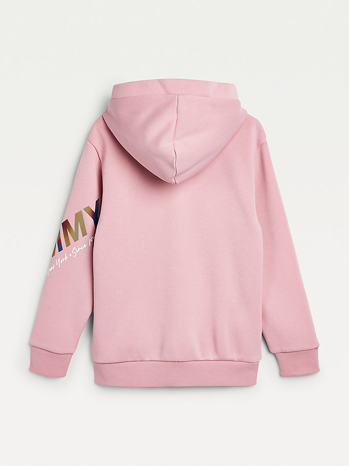 Tommy Hilfiger Metallic Logo Zip-Thru Hettegensere Jente Rosa | MIWPNK-731