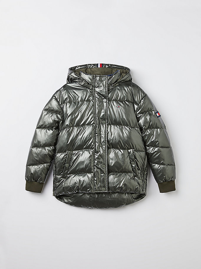 Tommy Hilfiger Metallic Quilted Puffer Jakke Jente Grønn | PEDSKH-103