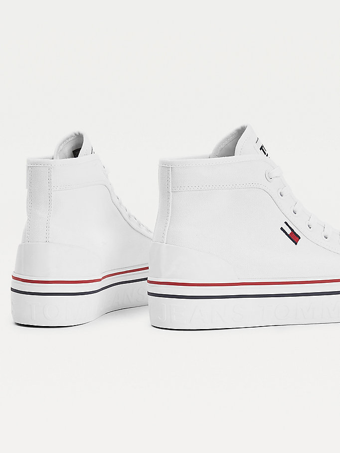 Tommy Hilfiger Mid- Flatform Joggesko Dame Hvite | KNXMWU-789