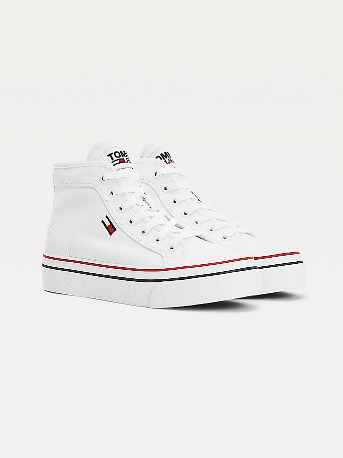 Tommy Hilfiger Mid- Flatform Joggesko Dame Hvite | KNXMWU-789