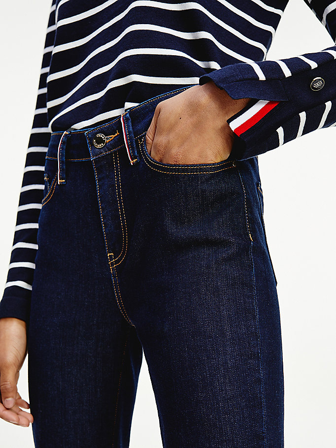 Tommy Hilfiger Mid Rise Bootcut Jeans Dame Blå | MSOFPL-319