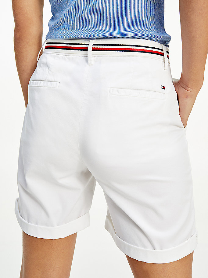 Tommy Hilfiger Mid Rise Chino Shorts Dame Hvite | CWVZBX-809