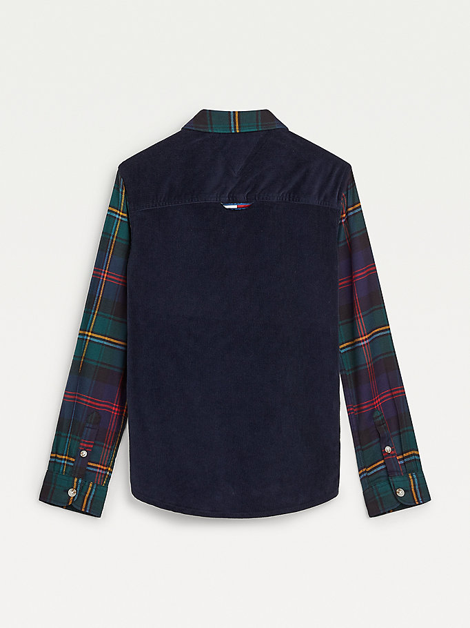 Tommy Hilfiger Mixed Check Pocket Skjorte Gutt Blå | BTKRVJ-657