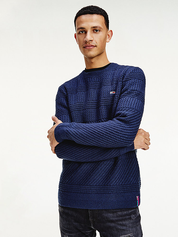 Tommy Hilfiger Mixed Stripe Crew Neck Gensere Herre Blå | ROTLUB-748