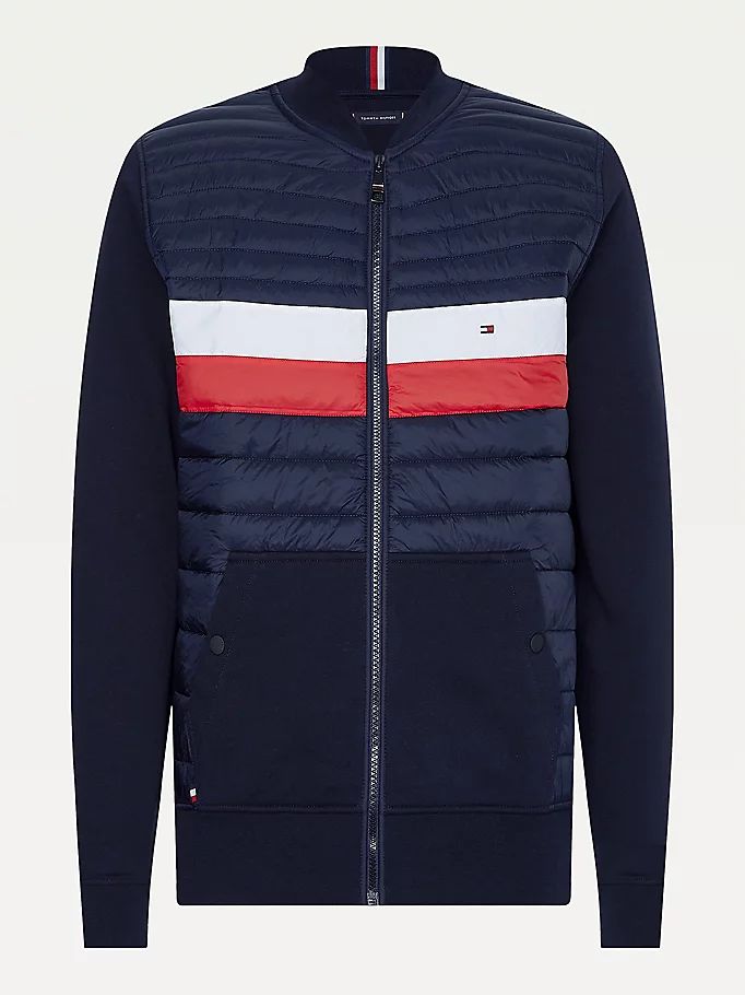 Tommy Hilfiger Mixed Texture Baseball Zip-Thru Hettegensere Herre Blå | IVULTK-047