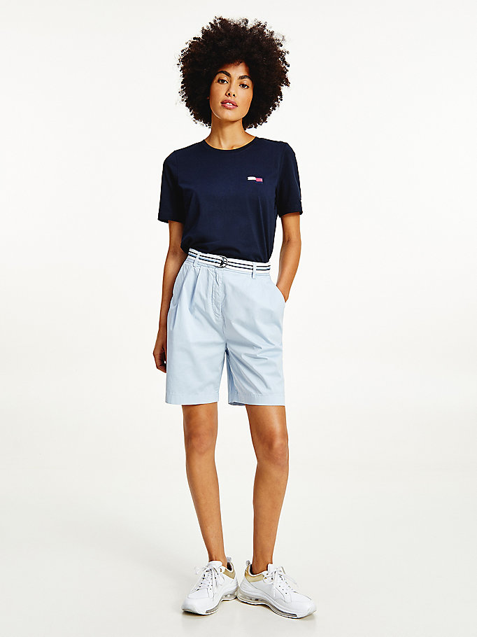 Tommy Hilfiger Modern Bomull Sateen Ed Chino Shorts Dame Blå | VLTIYU-732