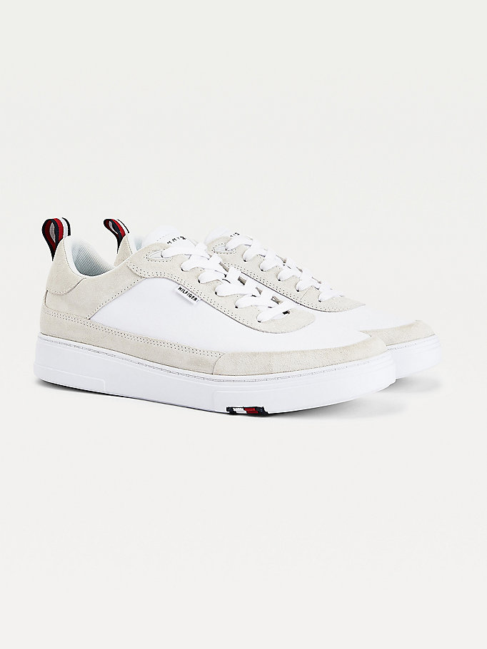 Tommy Hilfiger Modern Cupsole Lær Mix Joggesko Herre Hvite | YEAJRU-285