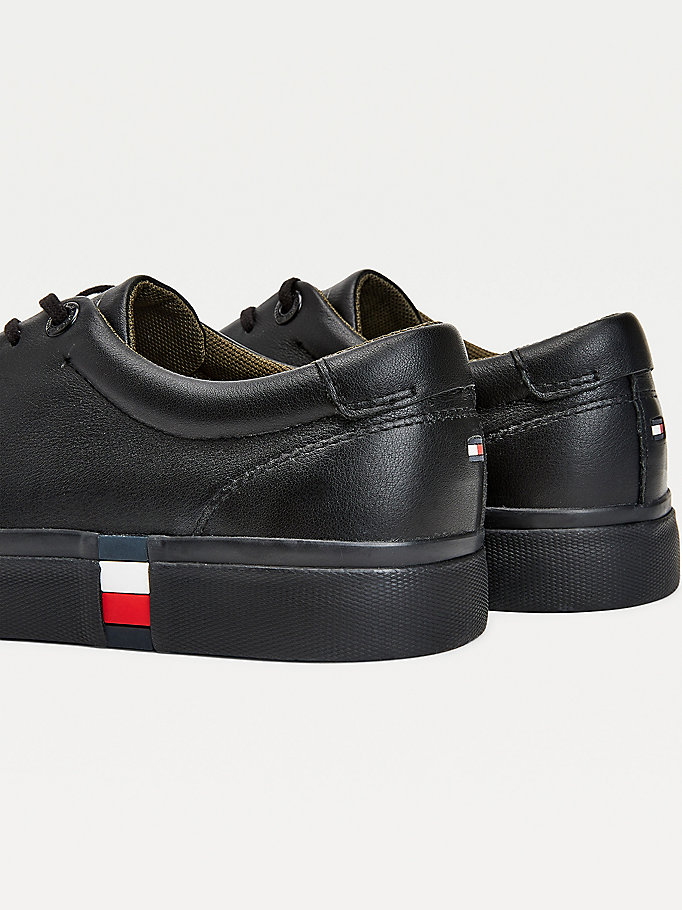 Tommy Hilfiger Modern Signature Vulcanised Lær Joggesko Herre Svarte | YPICMT-679