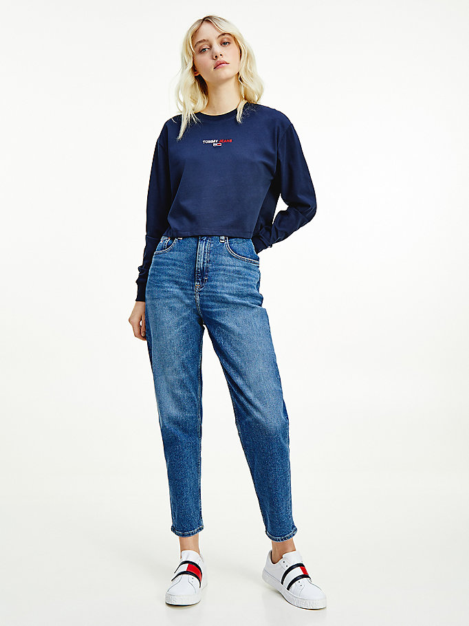 Tommy Hilfiger Mom High Rise Jeans Dame Blå | BWPDEG-754