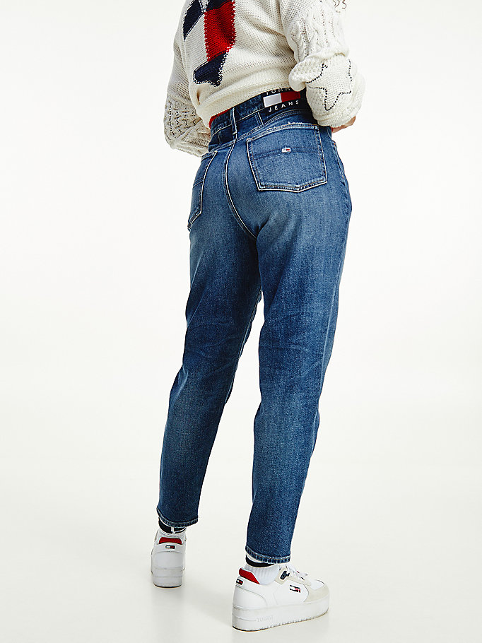 Tommy Hilfiger Mom Ultra High Rise Jeans Dame Blå | QJPCFV-706