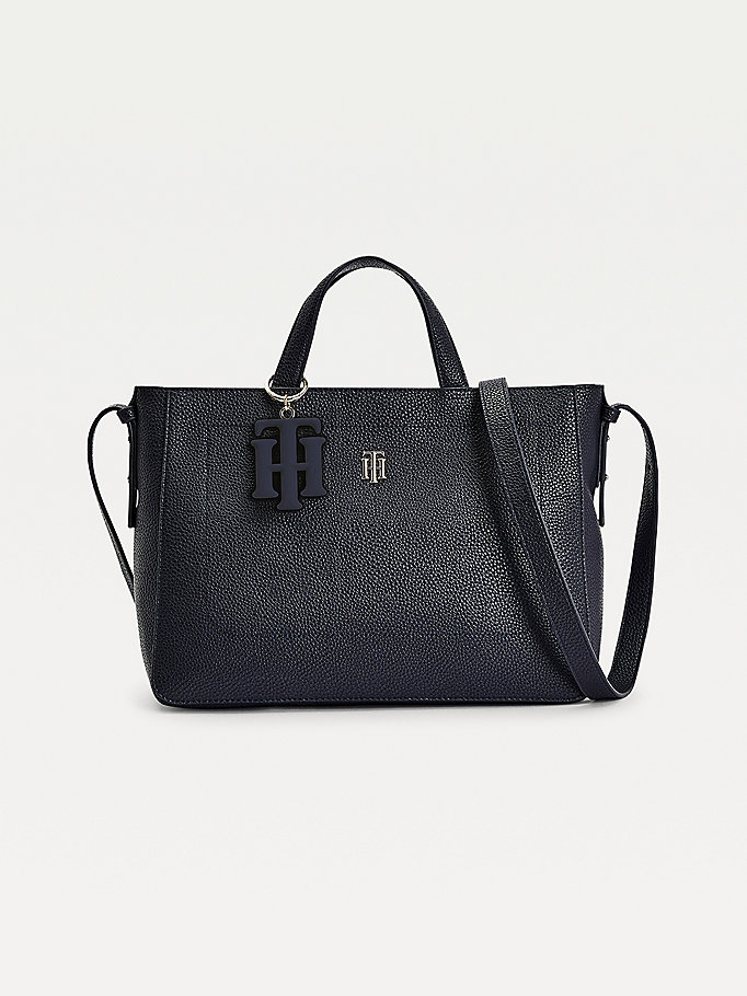 Tommy Hilfiger Monogram Charm Satchel Satchel Bag Dame Blå | KZQYJE-530