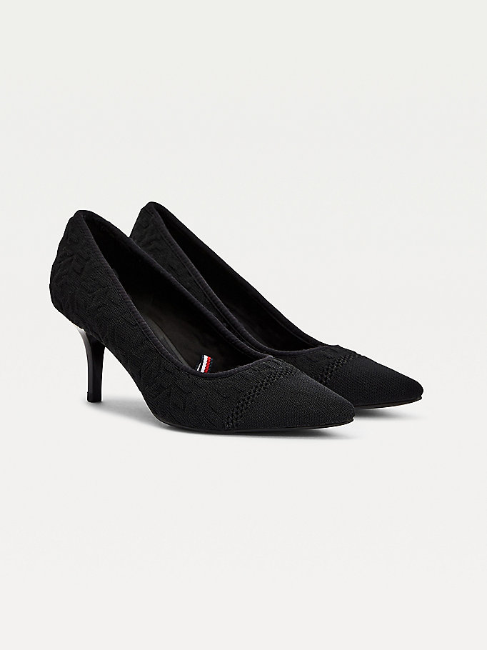 Tommy Hilfiger Monogram Knit Pumps Dame Svarte | ISETYC-731