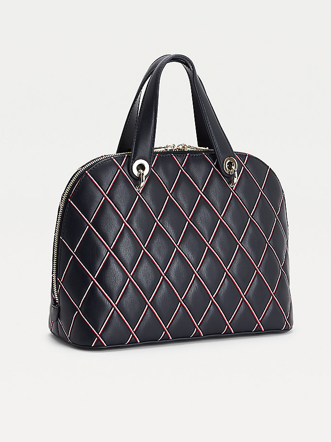 Tommy Hilfiger Monogram Quilted Satchel Bag Dame Blå | TVNCWB-647