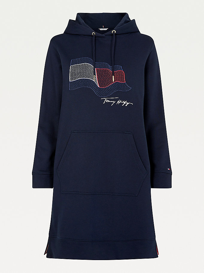 Tommy Hilfiger Motion Flag Kjoler Dame Blå | UMLRQW-541