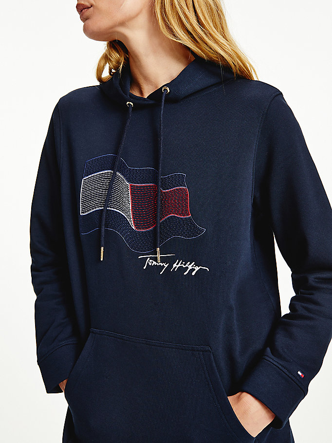 Tommy Hilfiger Motion Flag Kjoler Dame Blå | UMLRQW-541