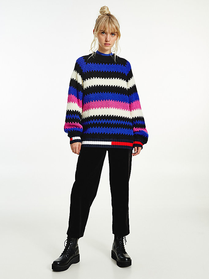 Tommy Hilfiger Multicolour Knit Gensere Dame Lilla | UVNSRQ-356