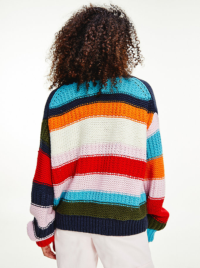 Tommy Hilfiger Multicolour Mixed Knit Gensere Dame Blå | JUZNHF-178