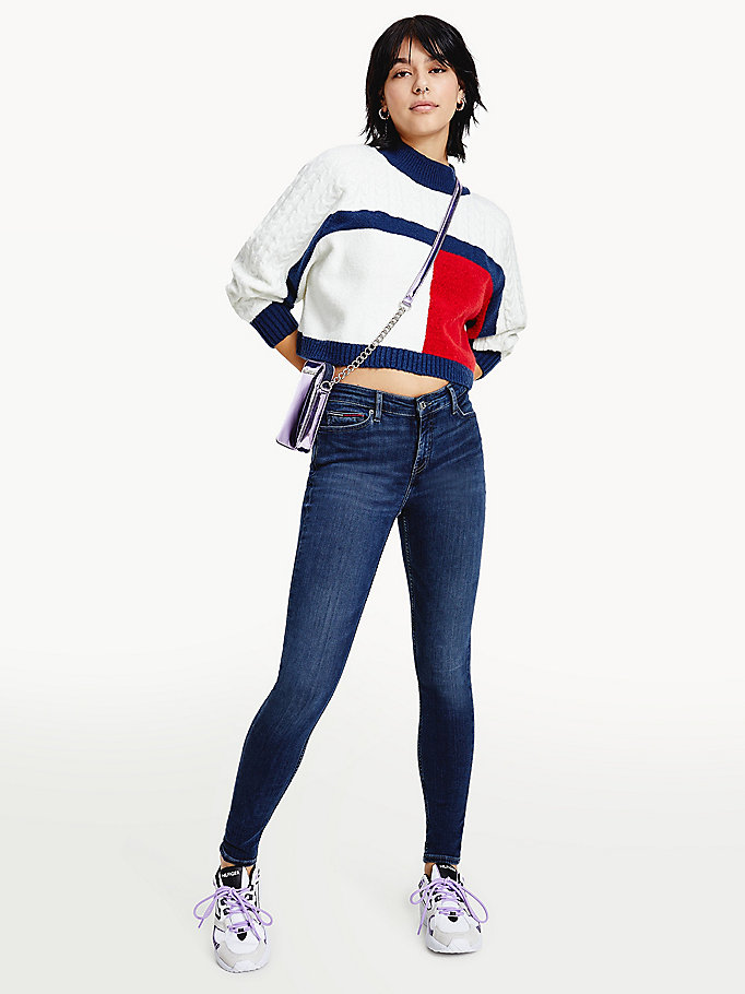 Tommy Hilfiger Nora Mid Rise Skinny Jeans Dame Blå | HURBKA-582