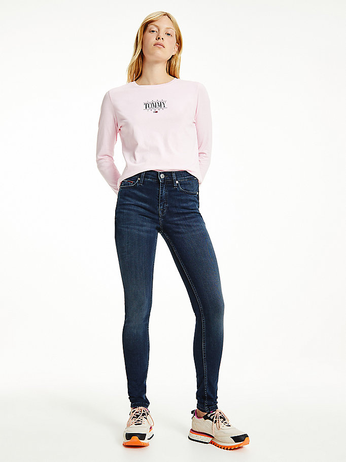 Tommy Hilfiger Nora Mid Rise Skinny Jeans Dame Blå | XMNHVZ-832